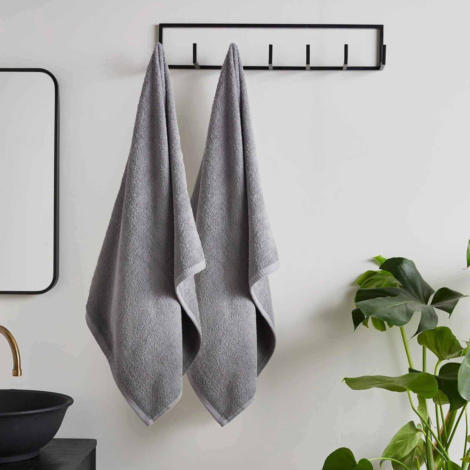 Quick Dry 100% Cotton Bath Sheet Pair Grey 3 Quick Dry 100% Cotton Bath Sheet Pair Grey