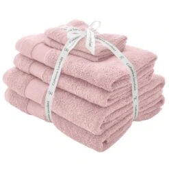 Antibacterial 100% Cotton 6 Piece Towel Bale Set Pink