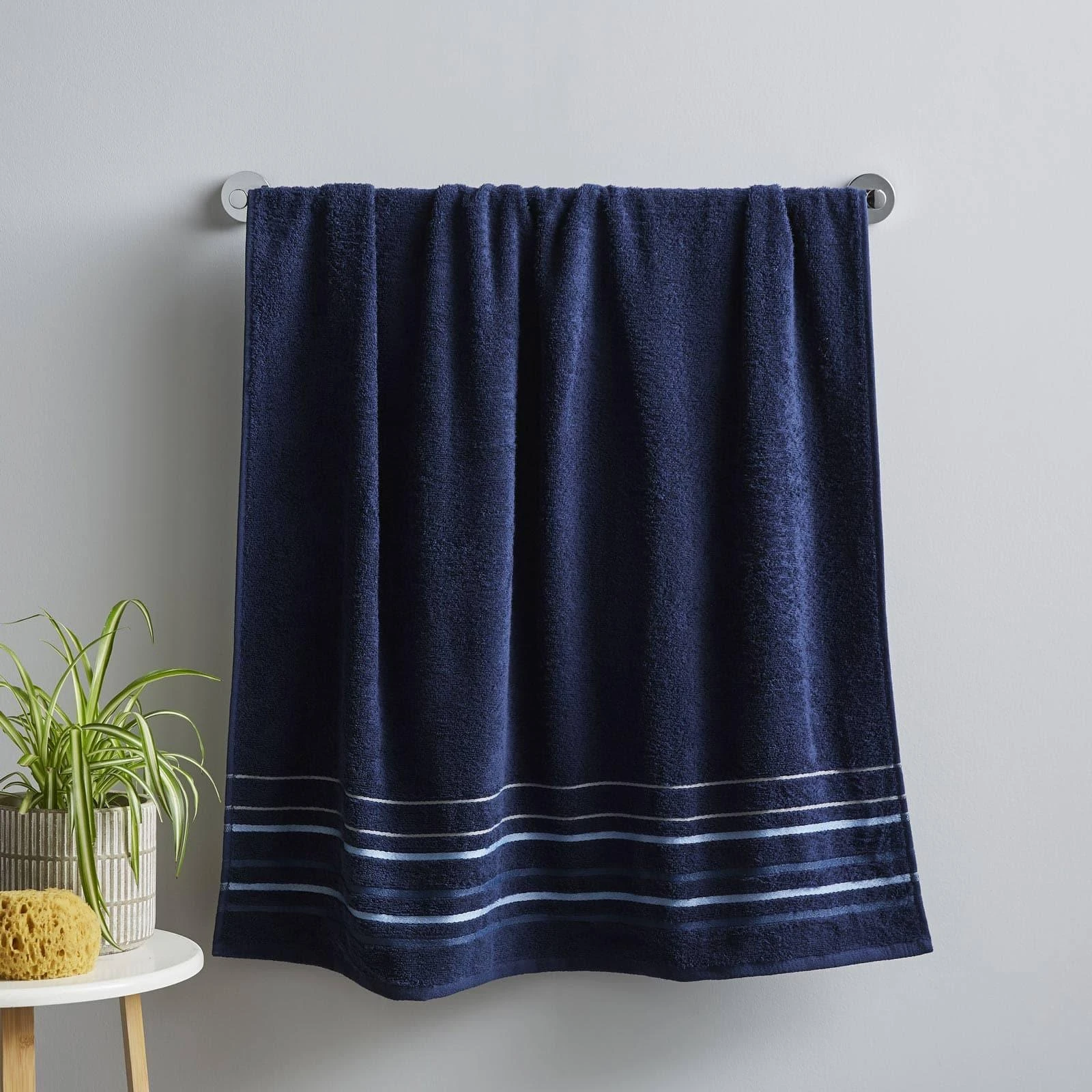 Java Stripe 100% Cotton Towel Navy 3 Java Stripe 100% Cotton Towel Navy