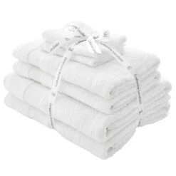 Anti-Bacterial 100% Cotton White 6 Piece Towel Bale Set