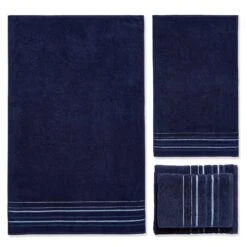 Java Stripe 100% Cotton 6 Piece Towel Bale Navy