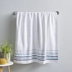 Java Stripe 100% Cotton Towel White