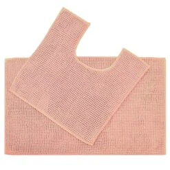 Allure Supersoft Chenille Bath & Pedestal Mat Set Blush