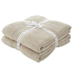 Anti-Bacterial 100% Cotton Natural 2 Pack Bath Sheet Pair