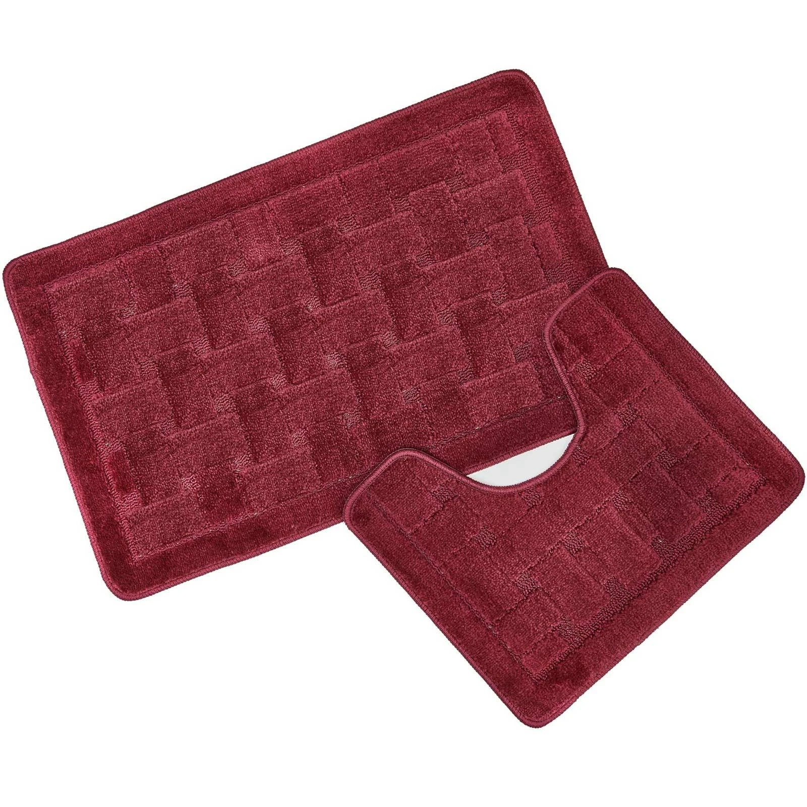 Orkney Non-Slip Bath & Pedestal Mat Set Wine 4 Orkney Non-Slip Bath & Pedestal Mat Set Wine - Image 2