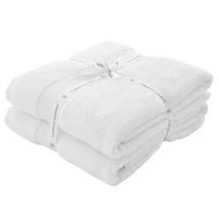 Anti-Bacterial 100% Cotton White 2 Pack Bath Sheet Pair