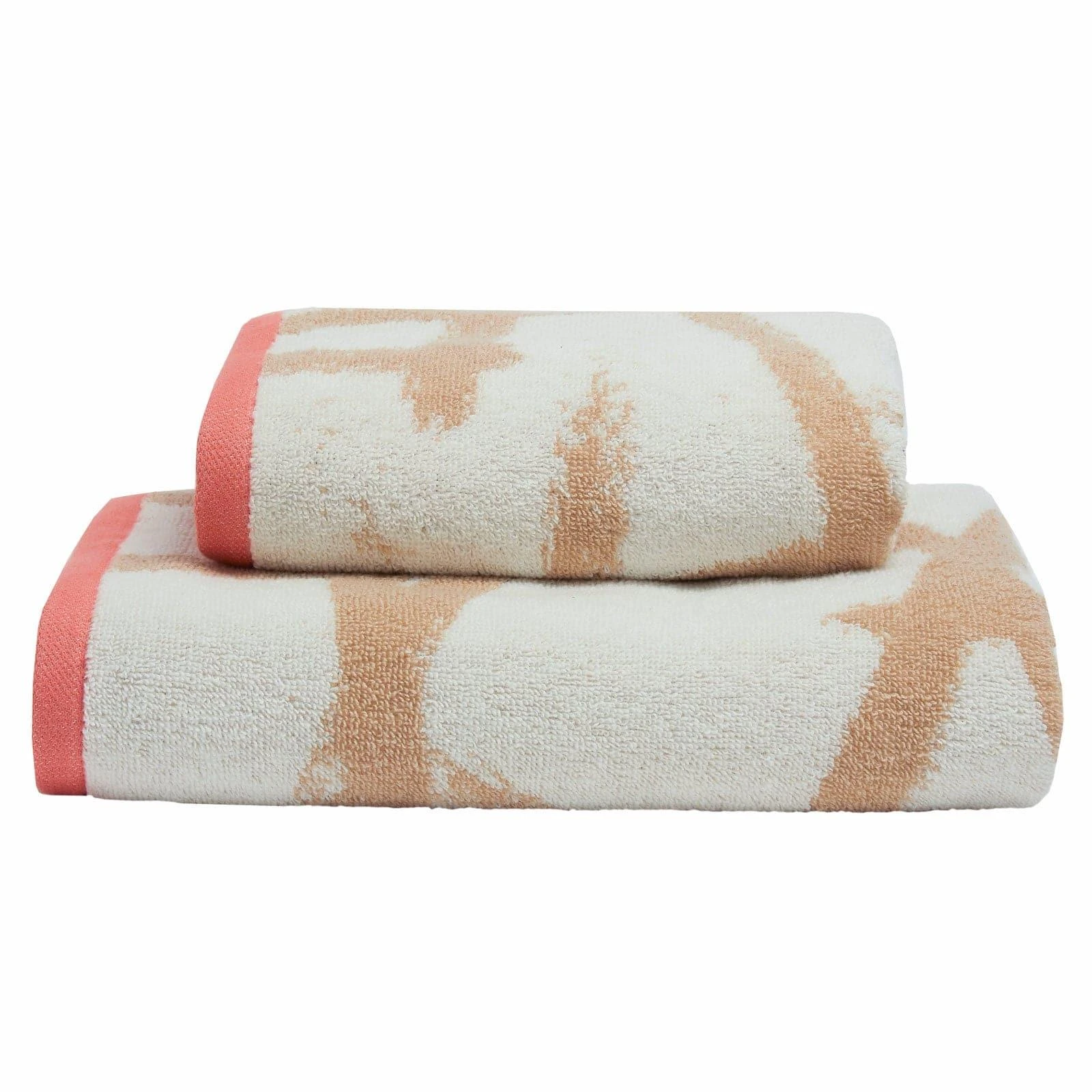 Fusion Leda 100% Cotton Jacquard Towel Natural & Coral 4 Fusion Leda 100% Cotton Jacquard Towel Natural & Coral - Image 2