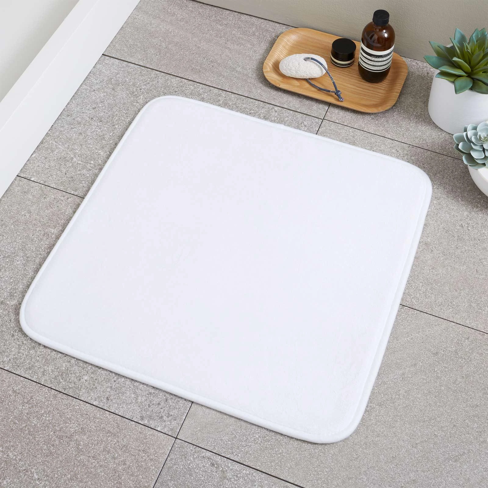 Anti-Bacterial Memory Foam Shower Mat White 3 Anti-Bacterial Memory Foam Shower Mat White
