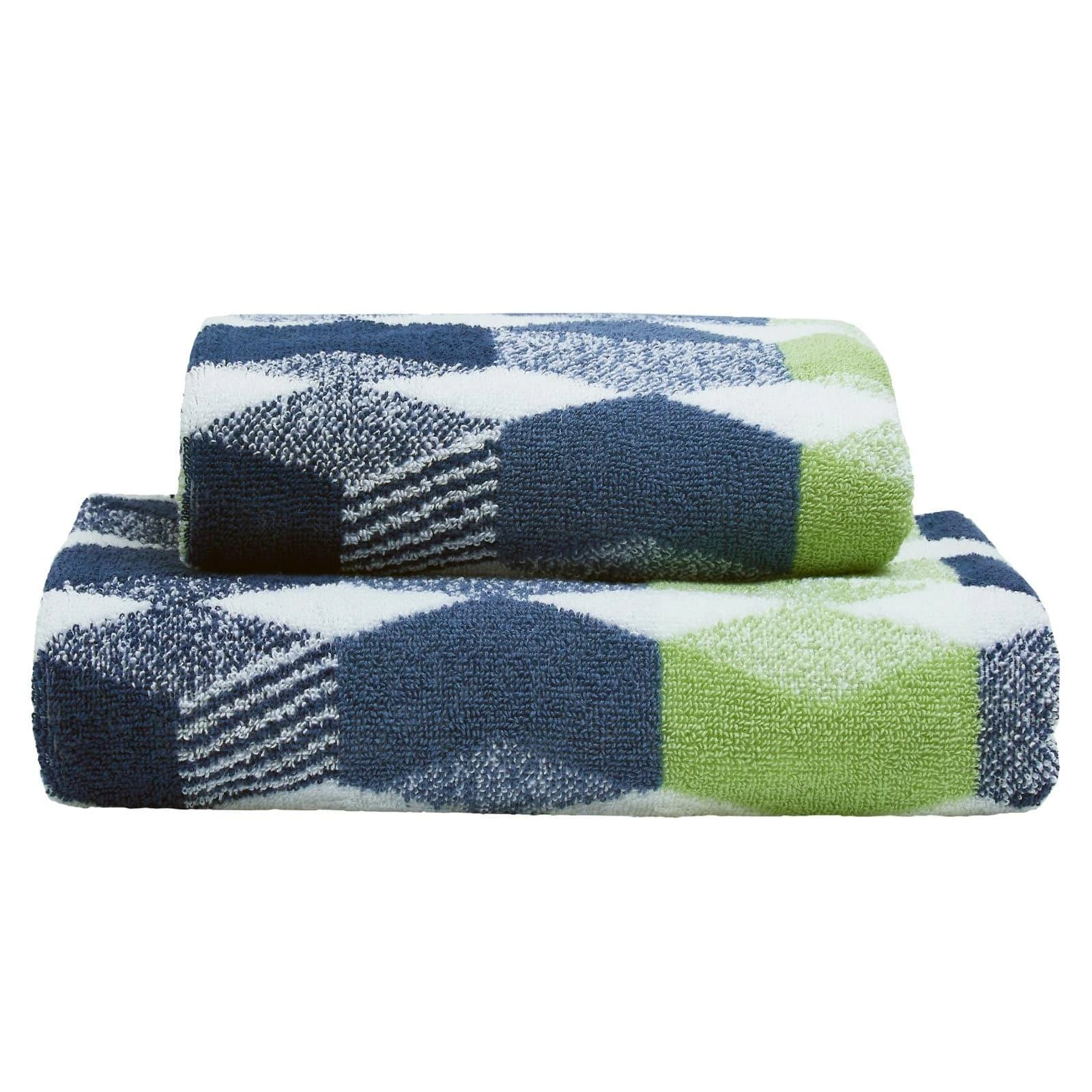 Fusion Hexagon 100% Cotton Jacquard Towel Navy 4 Fusion Hexagon 100% Cotton Jacquard Towel Navy - Image 2