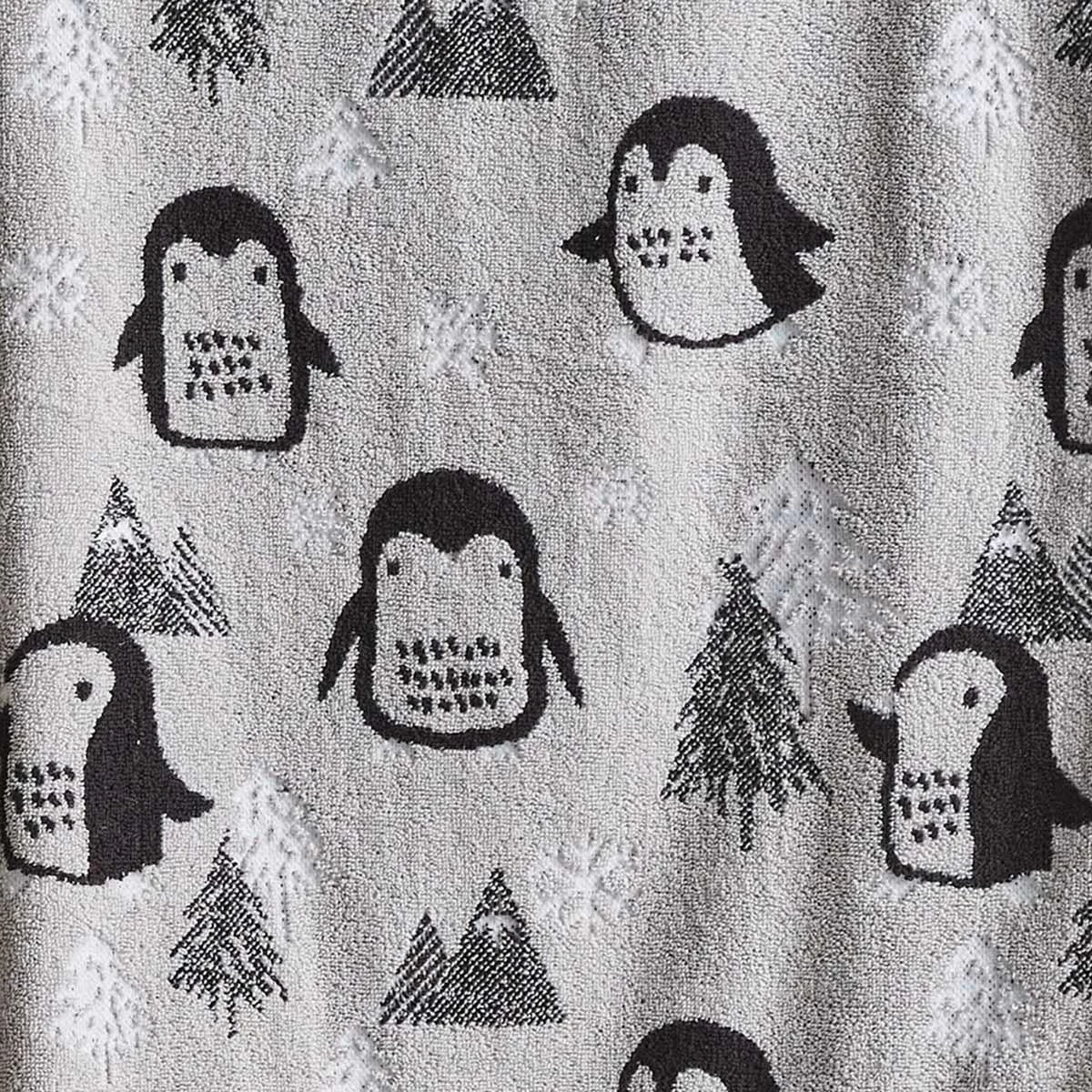 Cosy Penguin Christmas Bath Towel Pair Grey 4 Cosy Penguin Christmas Bath Towel Pair Grey - Image 2