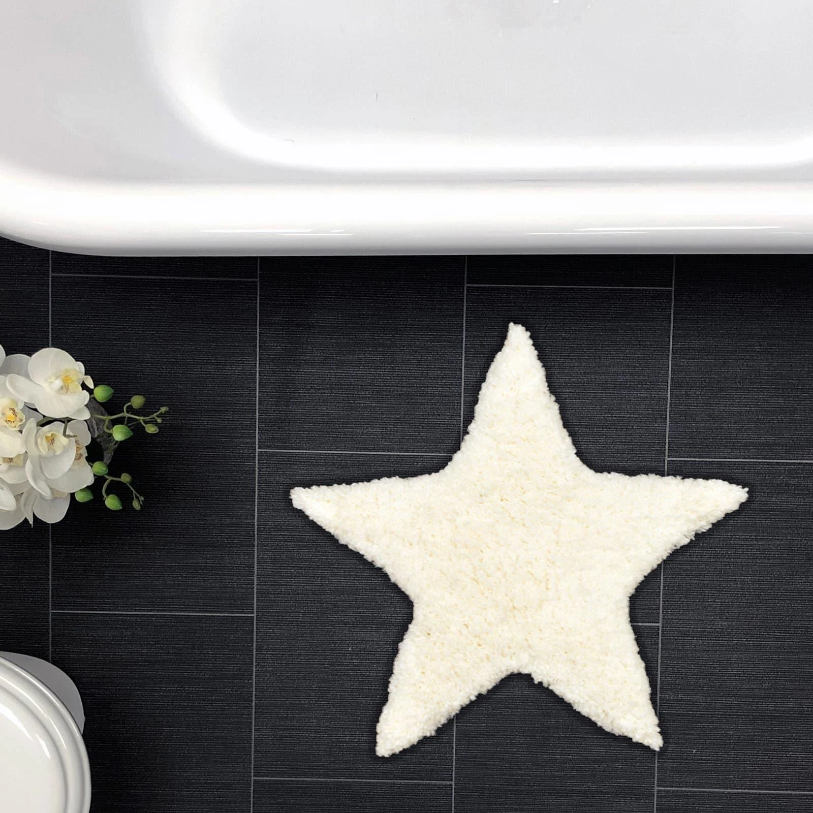 Allure Star Shaped Deep Pile Bath Mat Off-White 3 Allure Star Shaped Deep Pile Bath Mat Off-White