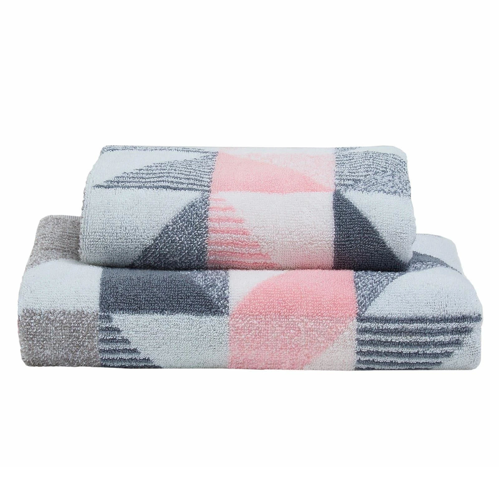Fusion Hendra 100% Cotton Jacquard Towel Pink & Grey 4 Fusion Hendra 100% Cotton Jacquard Towel Pink & Grey - Image 2