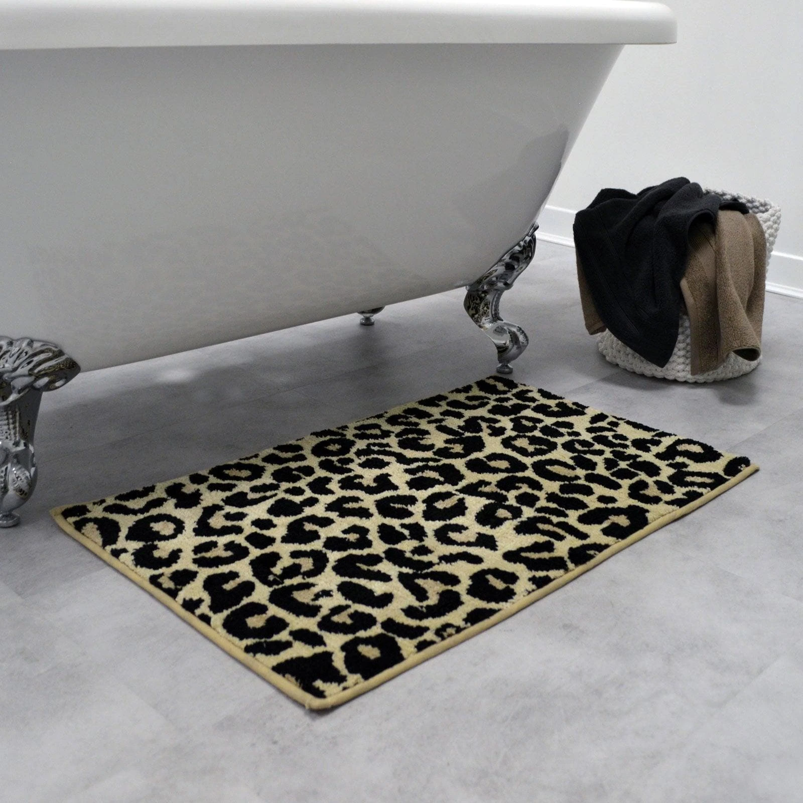 Allure Leopard Print Non-Slip Bath Mat Brown 3 Allure Leopard Print Non-Slip Bath Mat Brown