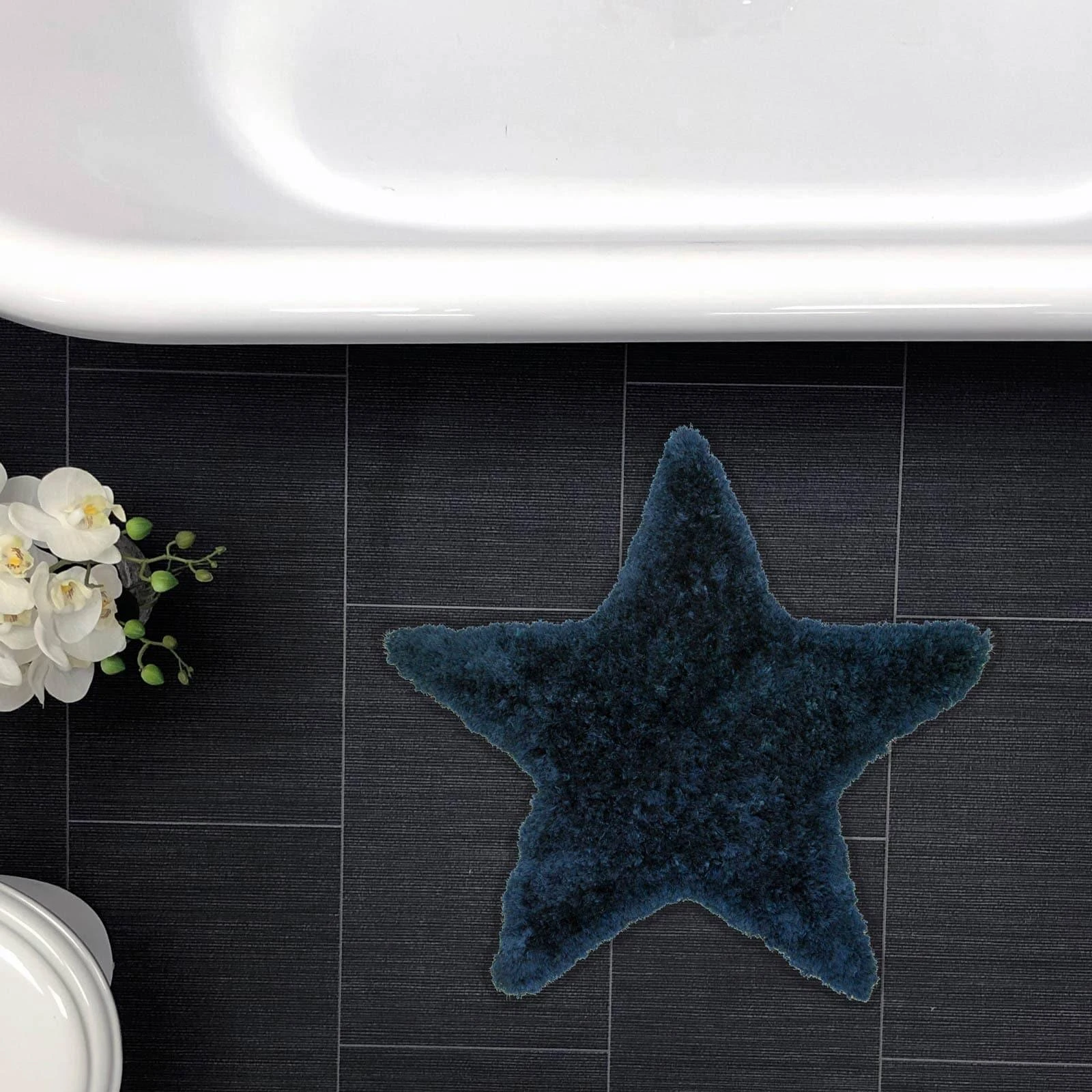 Allure Star Shaped Deep Pile Bath Mat Navy 3 Allure Star Shaped Deep Pile Bath Mat Navy
