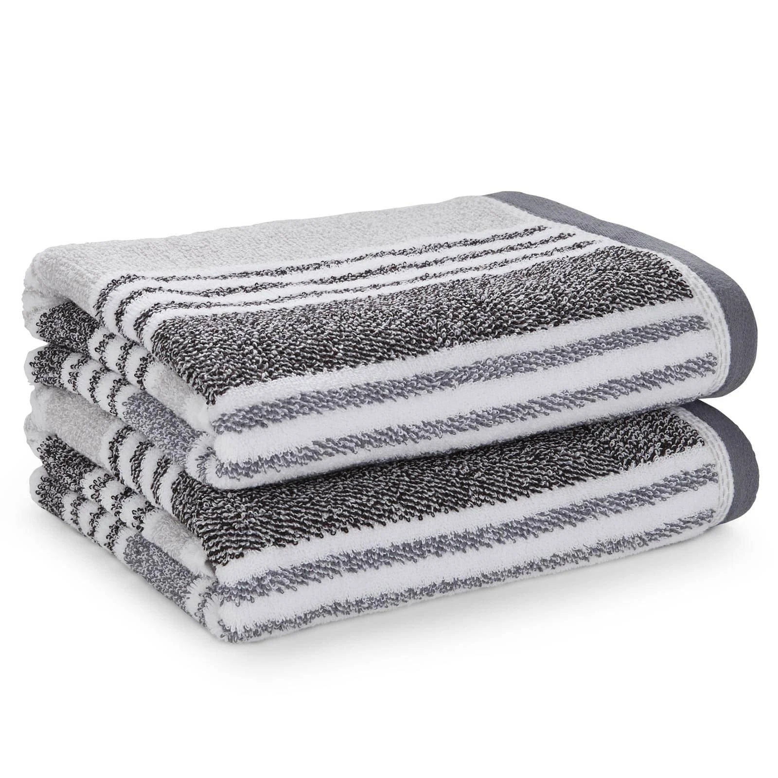 Kelso Stripe 100% Cotton Bath Sheet Pair Charcoal Grey 6 Kelso Stripe 100% Cotton Bath Sheet Pair Charcoal Grey - Image 4