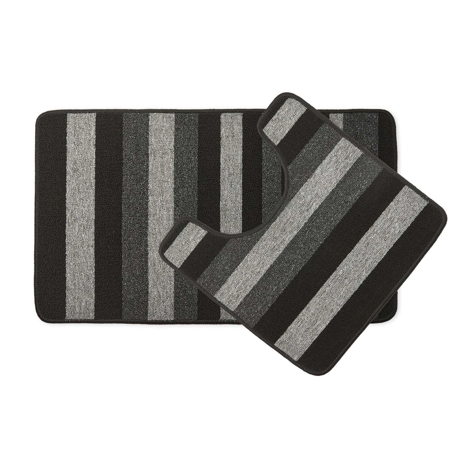 Jersey Non-Slip Bath & Pedestal Mat Set Grey 4 Jersey Non-Slip Bath & Pedestal Mat Set Grey - Image 2