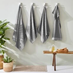 Furn Textured Weave 100% Cotton Towels Cool Grey