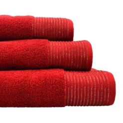 Allure Sparkle Border Combed Cotton Towel Red