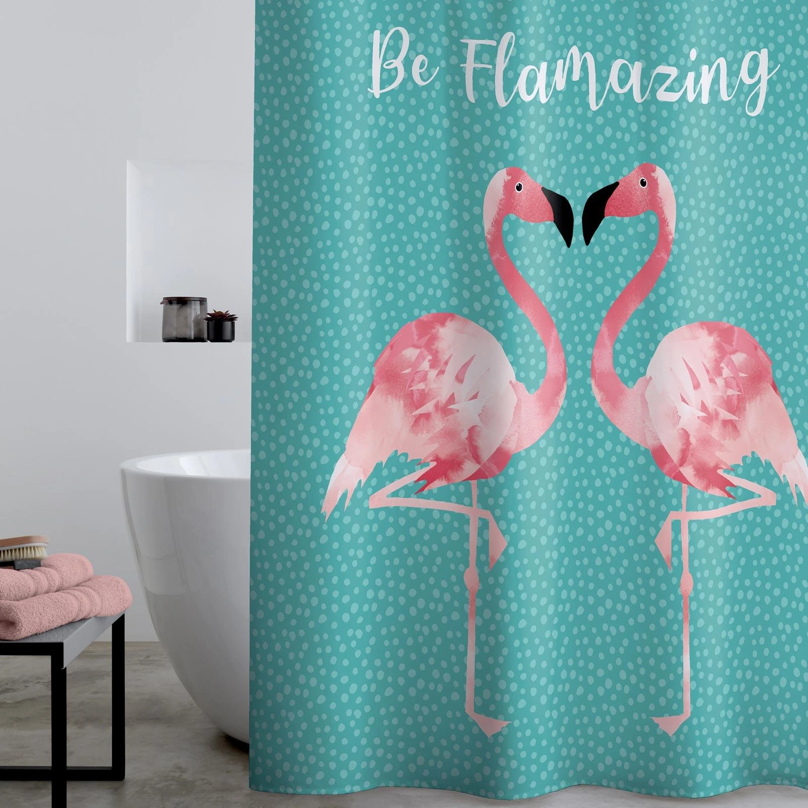 Flamingo Teal Shower Curtain 2 Flamingo Teal Shower Curtain