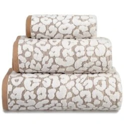 Allure Leopard Jacquard Luxury Cotton Towel Natural