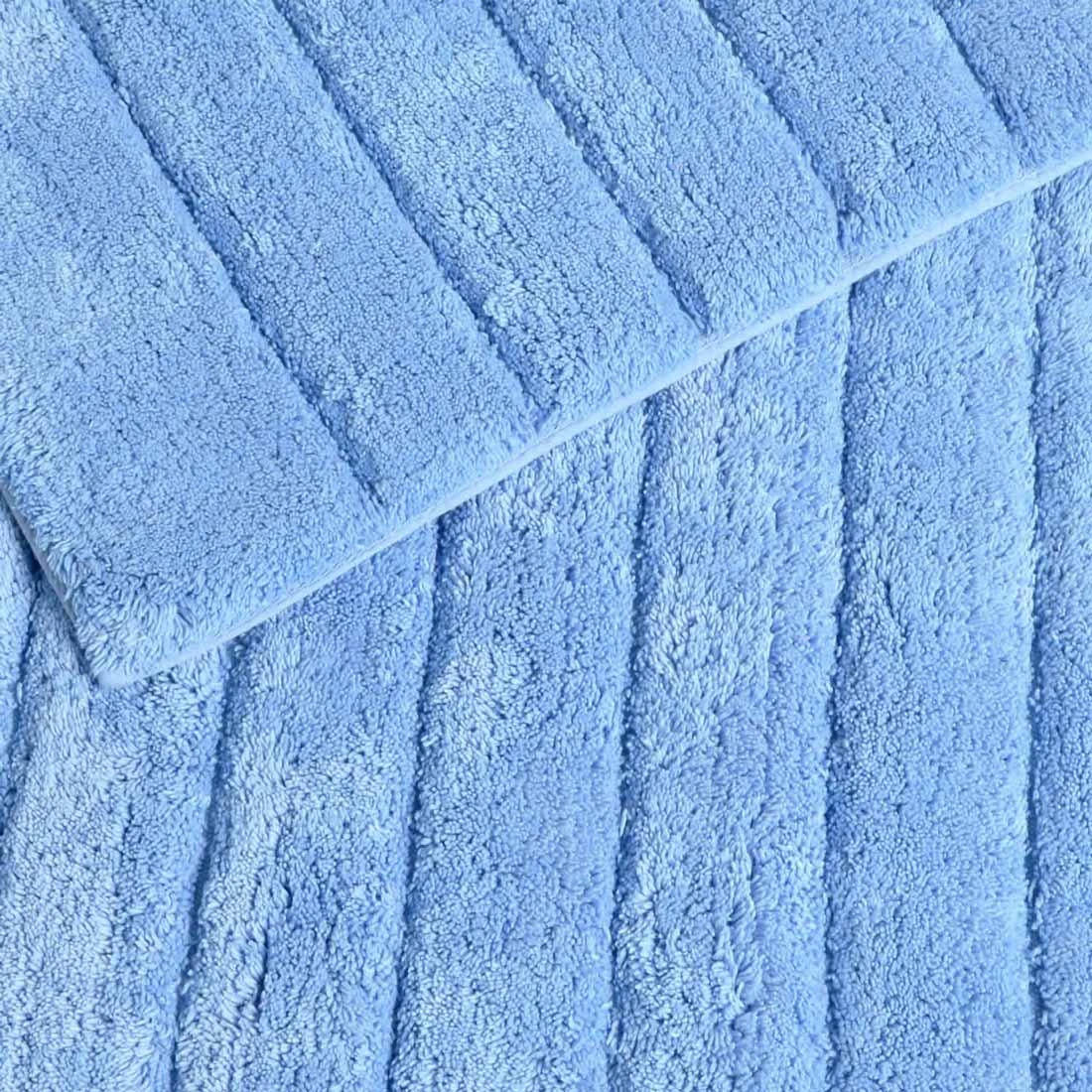 Allure Linear Rib Baby Blue 100% Cotton 2 Piece Pedestal & Bath Mat Set 4 Allure Linear Rib Baby Blue 100% Cotton 2 Piece Pedestal & Bath Mat Set - Image 2