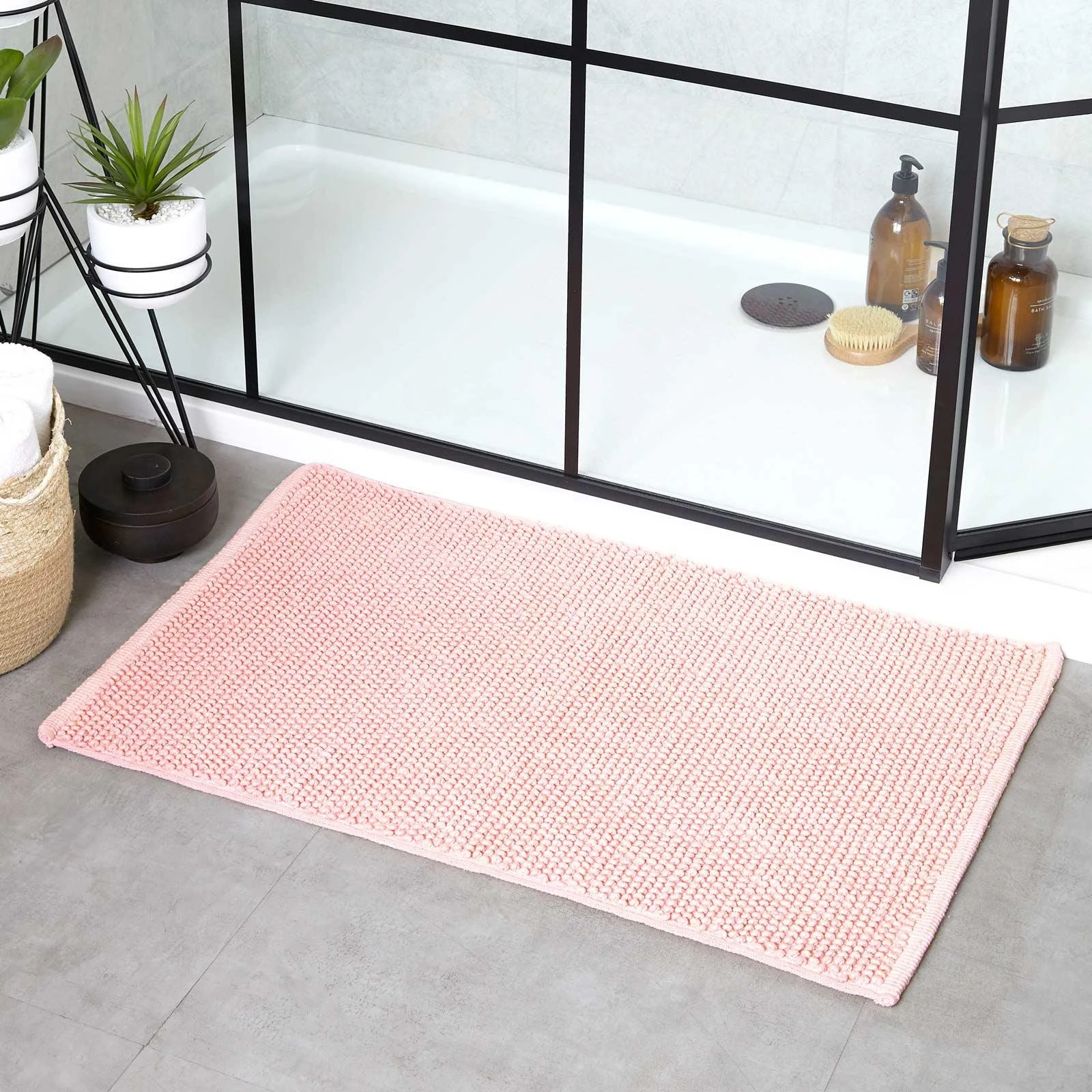 Loft Woven Loop Cotton Bath Mat Blush 3 Loft Woven Loop Cotton Bath Mat Blush
