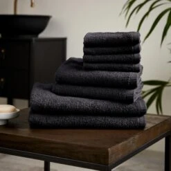 Quick Dry 100% Cotton 8 Piece Towel Bale Black