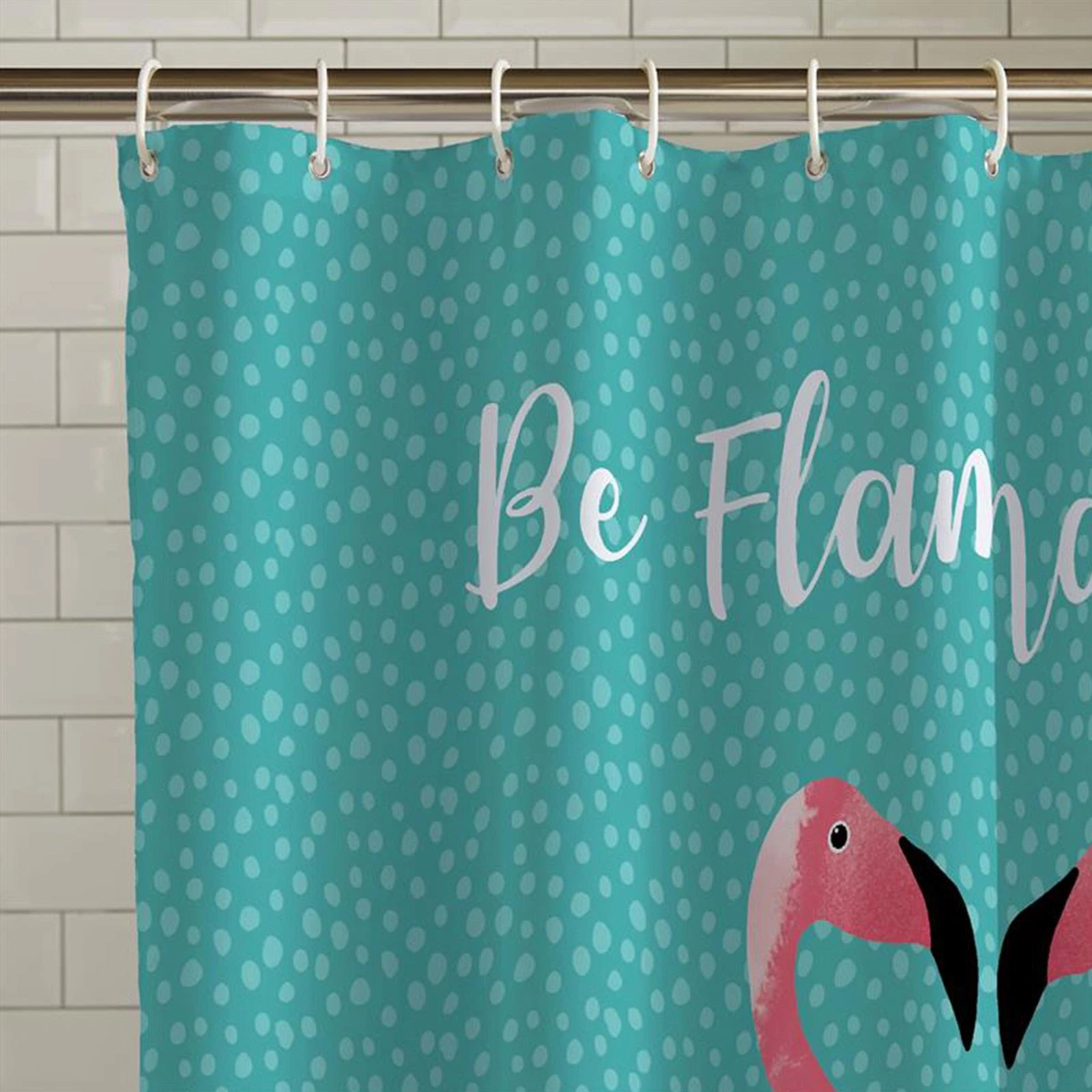 Flamingo Teal Shower Curtain 3 Flamingo Teal Shower Curtain - Image 2