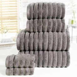 Ribbed Charcoal 6 Piece Towel Bale Set
