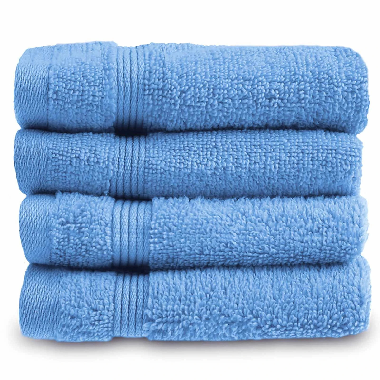 Allure Zero Twist Blue Egyptian Cotton 4 Piece Face Cloth Set 3 Allure Zero Twist Blue Egyptian Cotton 4 Piece Face Cloth Set