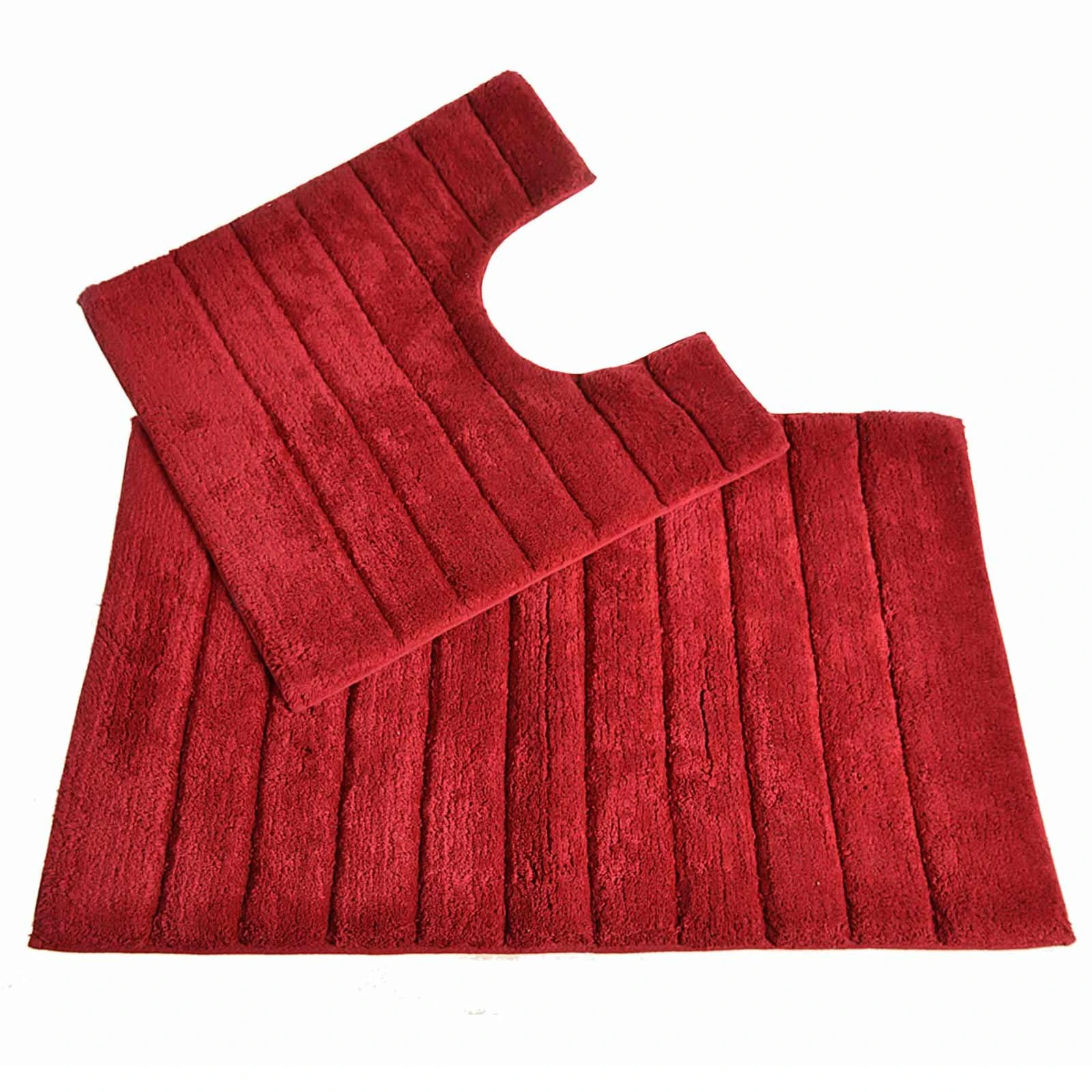 Allure Linear Rib Cotton Bath & Pedestal Mat Set Cranberry 3 Allure Linear Rib Cotton Bath & Pedestal Mat Set Cranberry