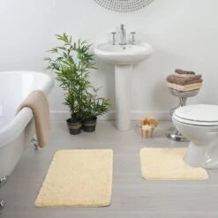 Allure Luxury Microfibre Non-Slip Pedestal Mat Cream