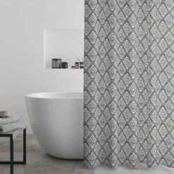 Aztec Geo Charcoal Shower Curtain