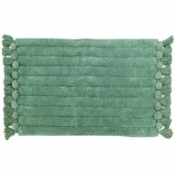 Ribbed Tassel Cotton Bath Mat Green -Allure Sales Store green 1 0b7a54b9 8a52 469a a456 42444e7256eb