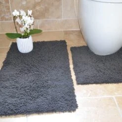Tumble Twist Bath & Pedestal Mat Set Grey