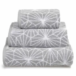 Allure Madrid Geometric Jacquard Cotton Towel Grey
