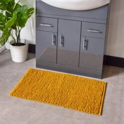 Furn Bobble Anti-Slip Cotton Bath Mat Ochre