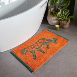Furn Leopard Tufted Cotton Bath Mat Orange