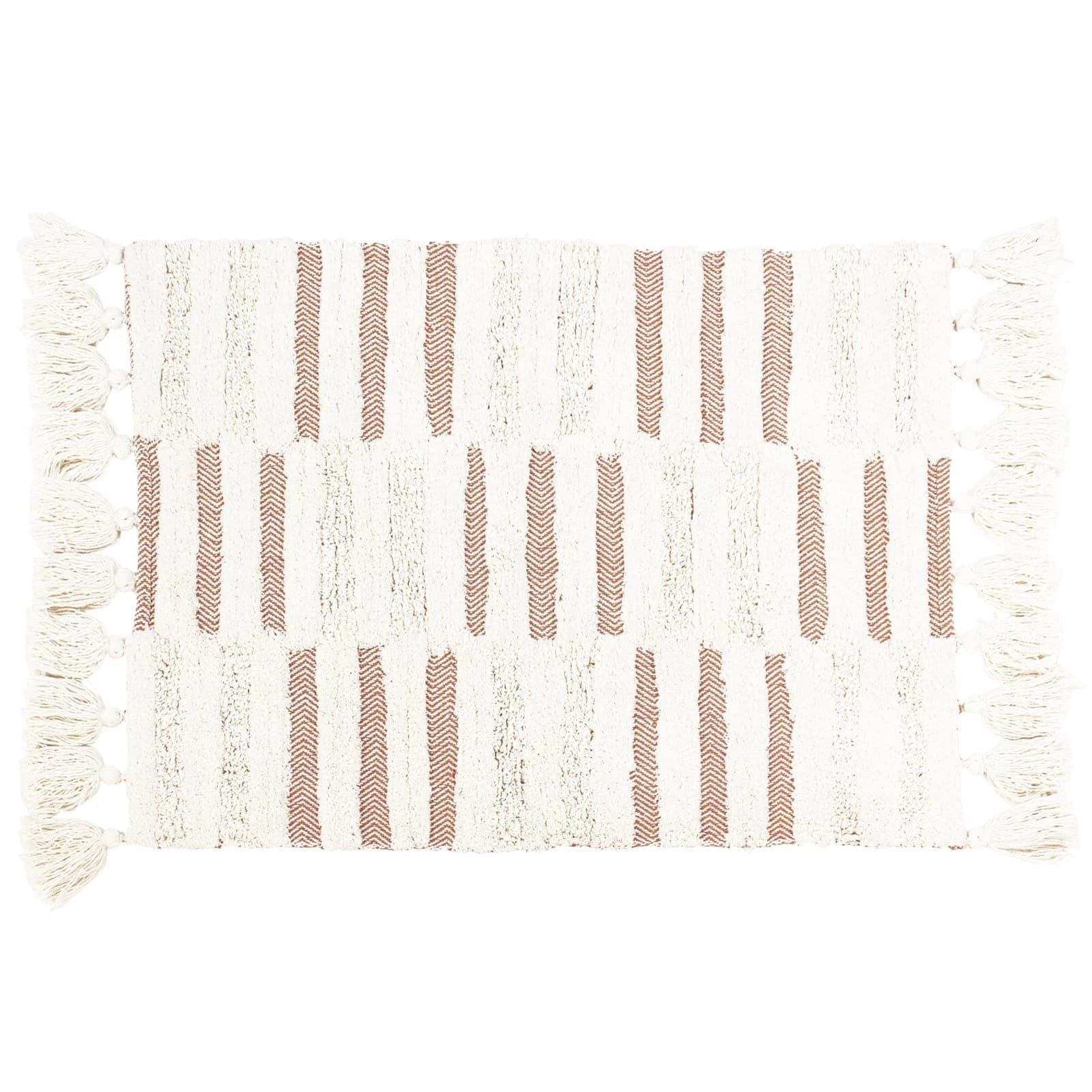 Tassel Stitch Cotton Bath Mat Pecan 4 Tassel Stitch Cotton Bath Mat Pecan - Image 2