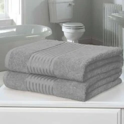Windsor 100% Cotton Bath Sheet Pair Silver
