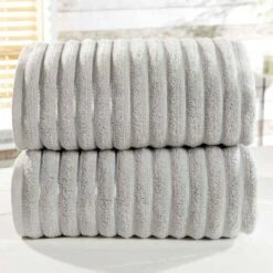 Ribbed Grey 2 Piece Bath Sheet Towel Set