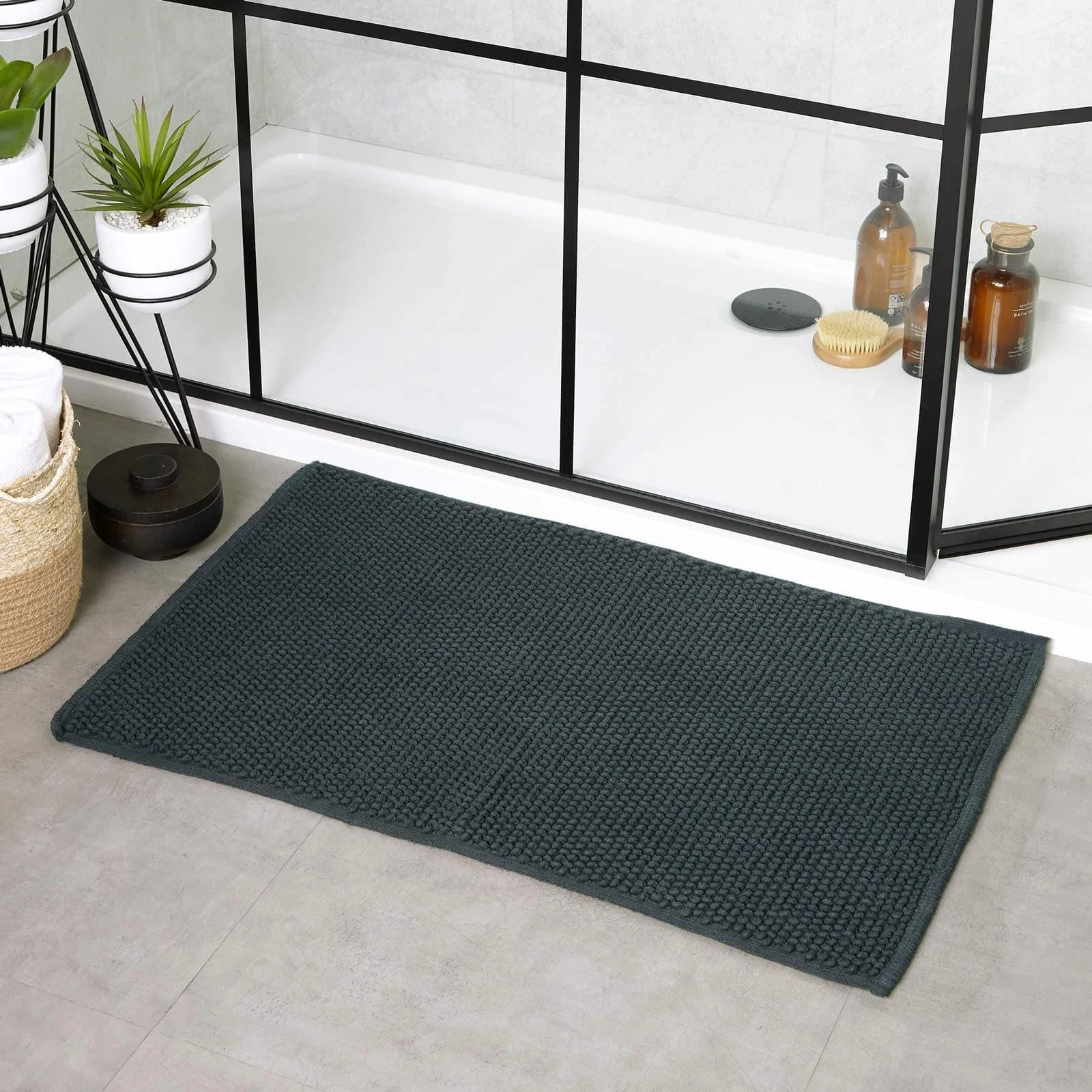 Loft Woven Loop Cotton Bath Mat Slate 3 Loft Woven Loop Cotton Bath Mat Slate