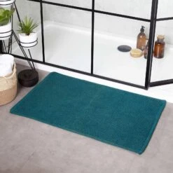 Loft Woven Loop Cotton Bath Mat Teal
