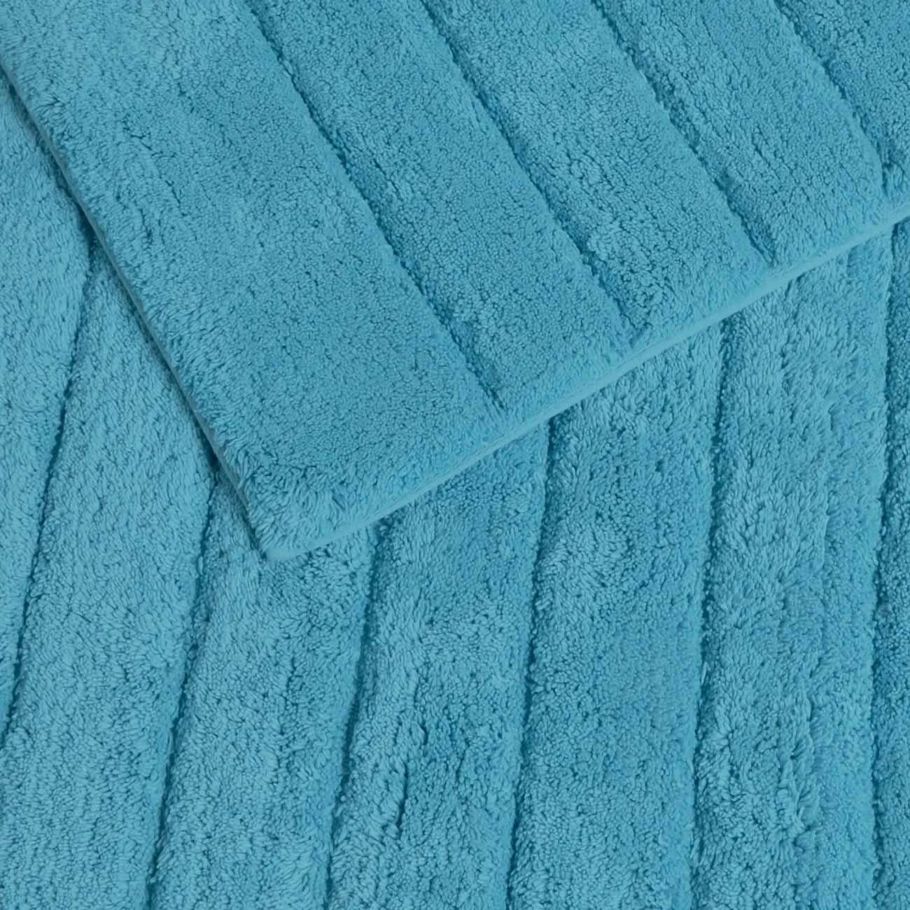 Allure Linear Rib Cotton Bath & Pedestal Mat Set Turquoise 5 Allure Linear Rib Cotton Bath & Pedestal Mat Set Turquoise - Image 3