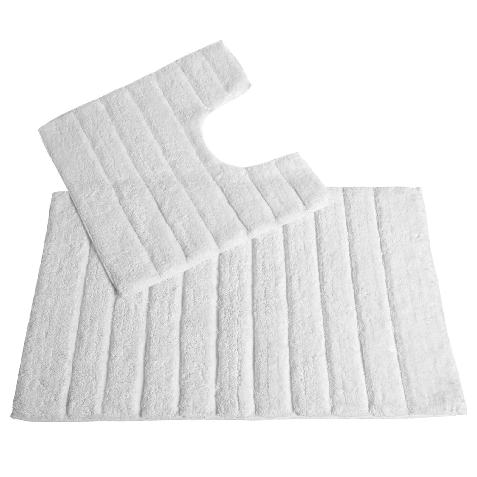 Allure Linear Rib Cotton Bath & Pedestal Mat Set White 4 Allure Linear Rib Cotton Bath & Pedestal Mat Set White - Image 2