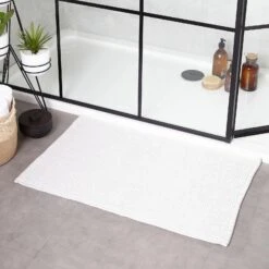 Loft Woven Loop Cotton Bath Mat White
