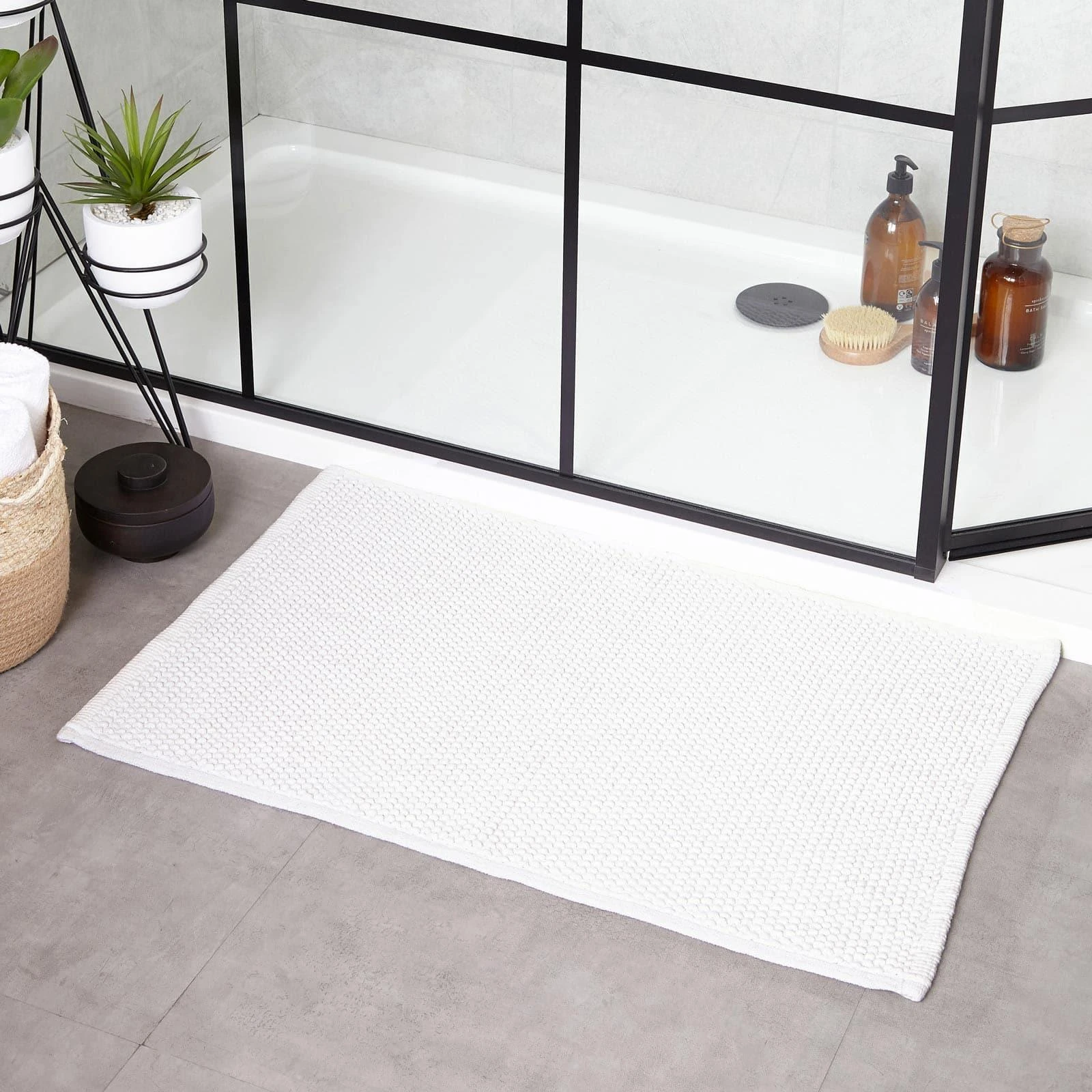 Loft Woven Loop Cotton Bath Mat White 3 Loft Woven Loop Cotton Bath Mat White